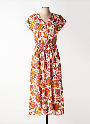 Robe longue manches courtes manches courtes orange C'EST BEAU LA VIE femme