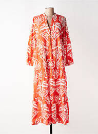 Robe longue manches longues manches longues orange C'EST BEAU LA VIE femme