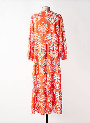 Robe longue tissage popeline manches longues orange C'EST BEAU LA VIE femme