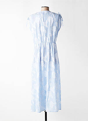 Robe longue tissage popeline manches courtes bleu C'EST BEAU LA VIE femme