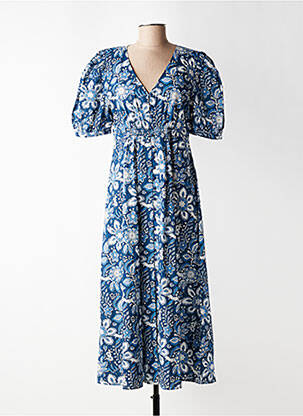 Robe longue manches courtes manches courtes bleu C'EST BEAU LA VIE femme