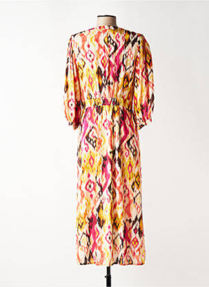 Robe longue tissage popeline manches longues rose JULIE GUERLANDE femme
