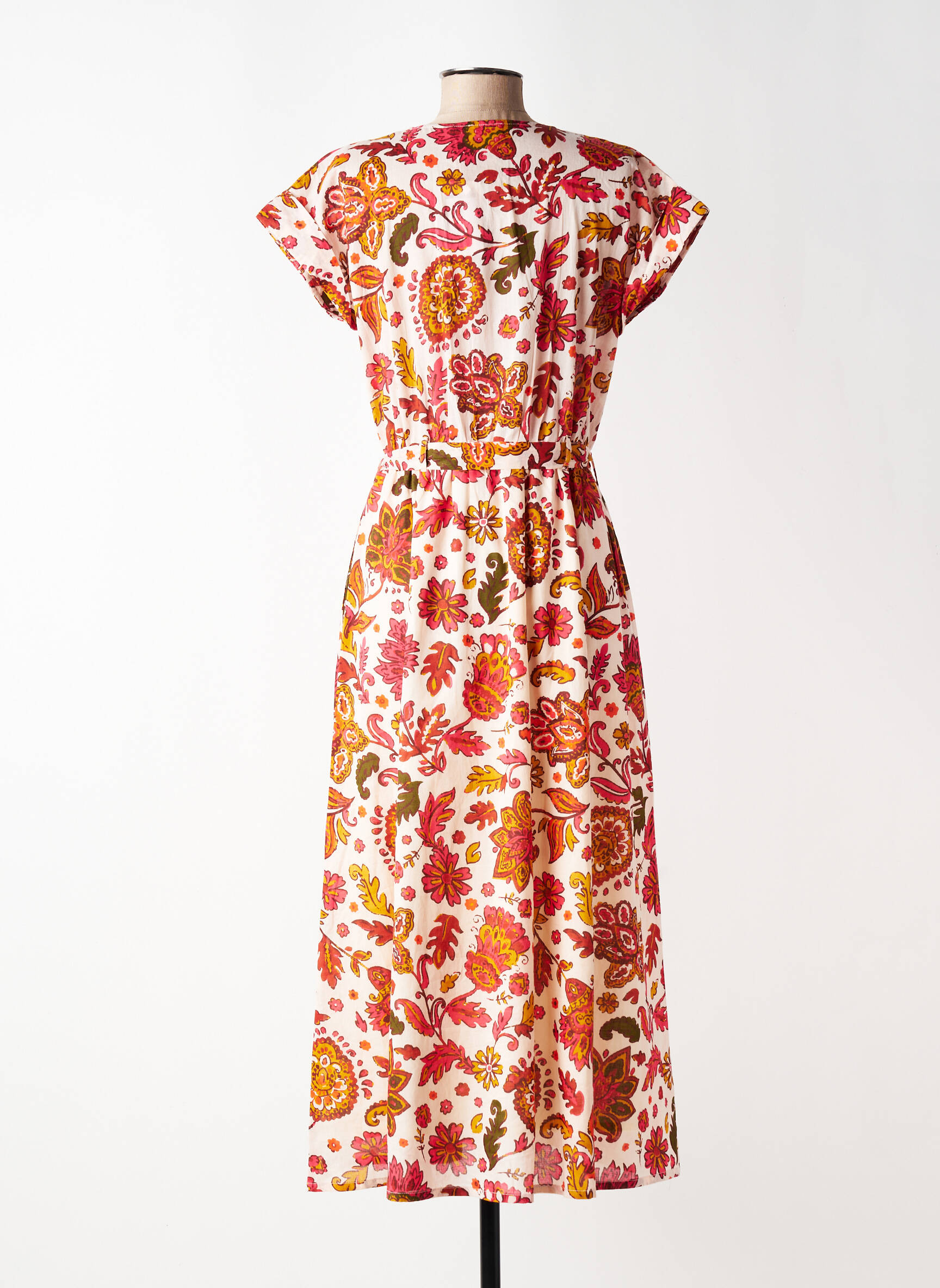 Robe longue manches courtes manches courtes orange C'EST BEAU LA VIE femme