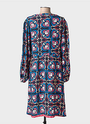 Robe mi-longue coupe fluide manches longues bleu C'EST BEAU LA VIE femme
