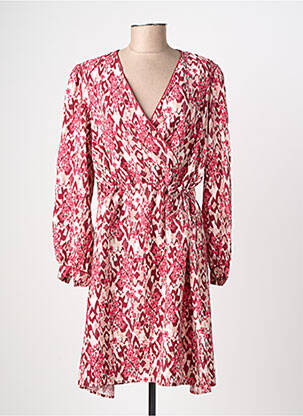 Robe mi-longue imprimé fantaisie manches longues rouge JULIE GUERLANDE femme