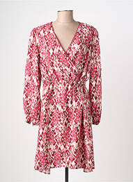Robe mi-longue imprimé fantaisie manches longues rouge JULIE GUERLANDE femme