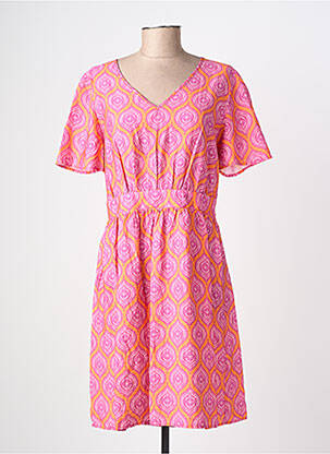 Robe courte manches courtes manches courtes rose C'EST BEAU LA VIE femme