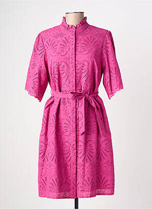 Robe mi-longue manches courtes manches courtes rose JULIE GUERLANDE femme