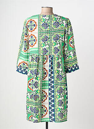 Robe courte coupe fluide manches 3/4 vert JULIE GUERLANDE femme