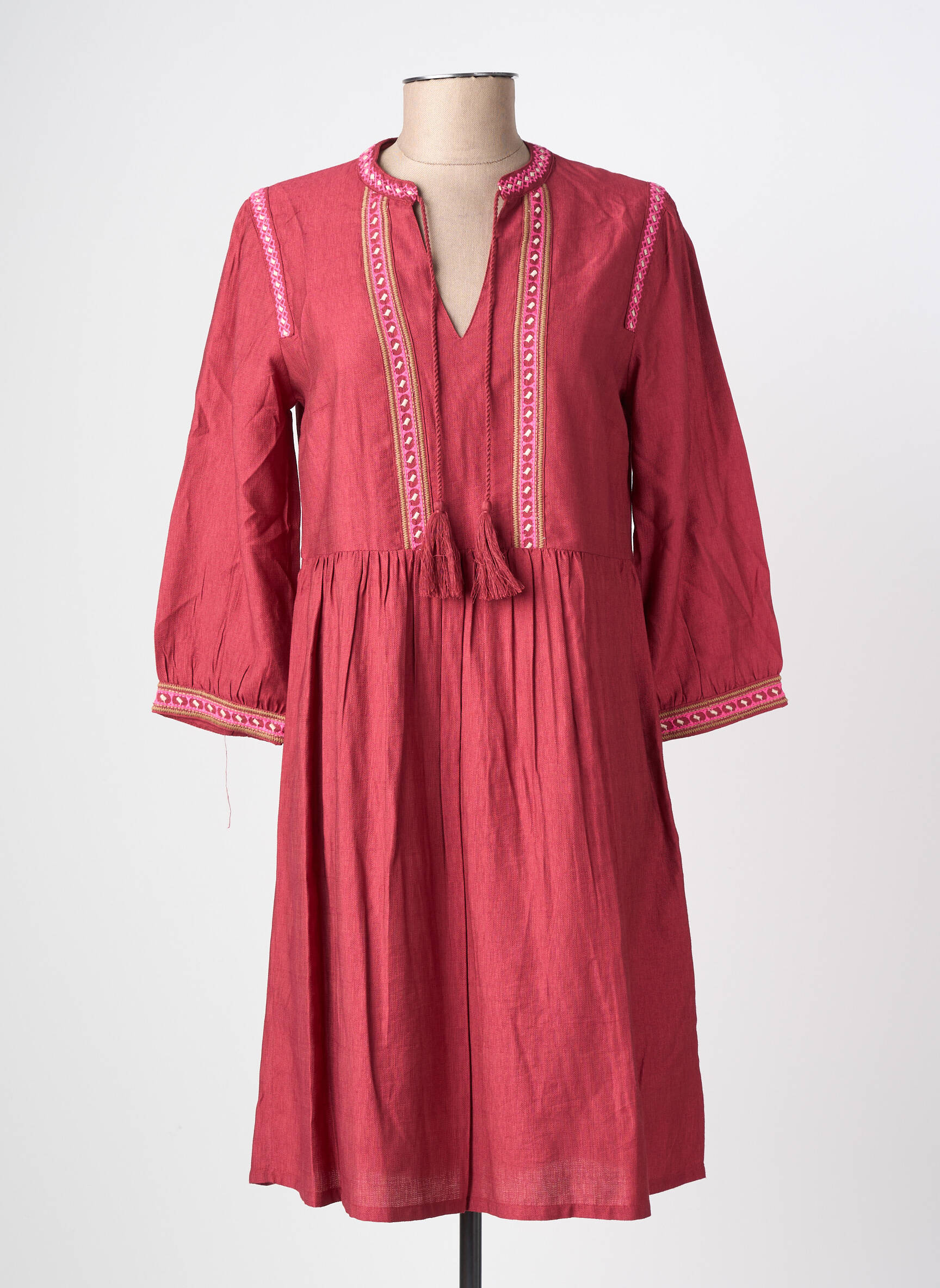 Robe courte manches 3/4 manches 3/4 rouge JULIE GUERLANDE femme