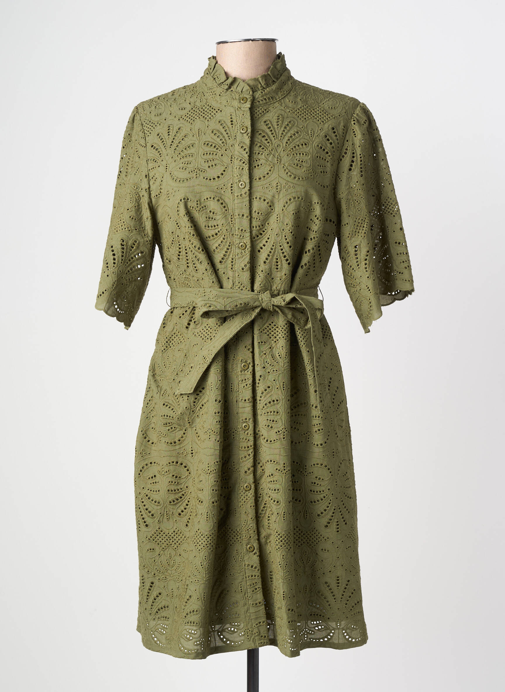 Robe mi-longue manches courtes manches courtes vert fonce JULIE GUERLANDE femme