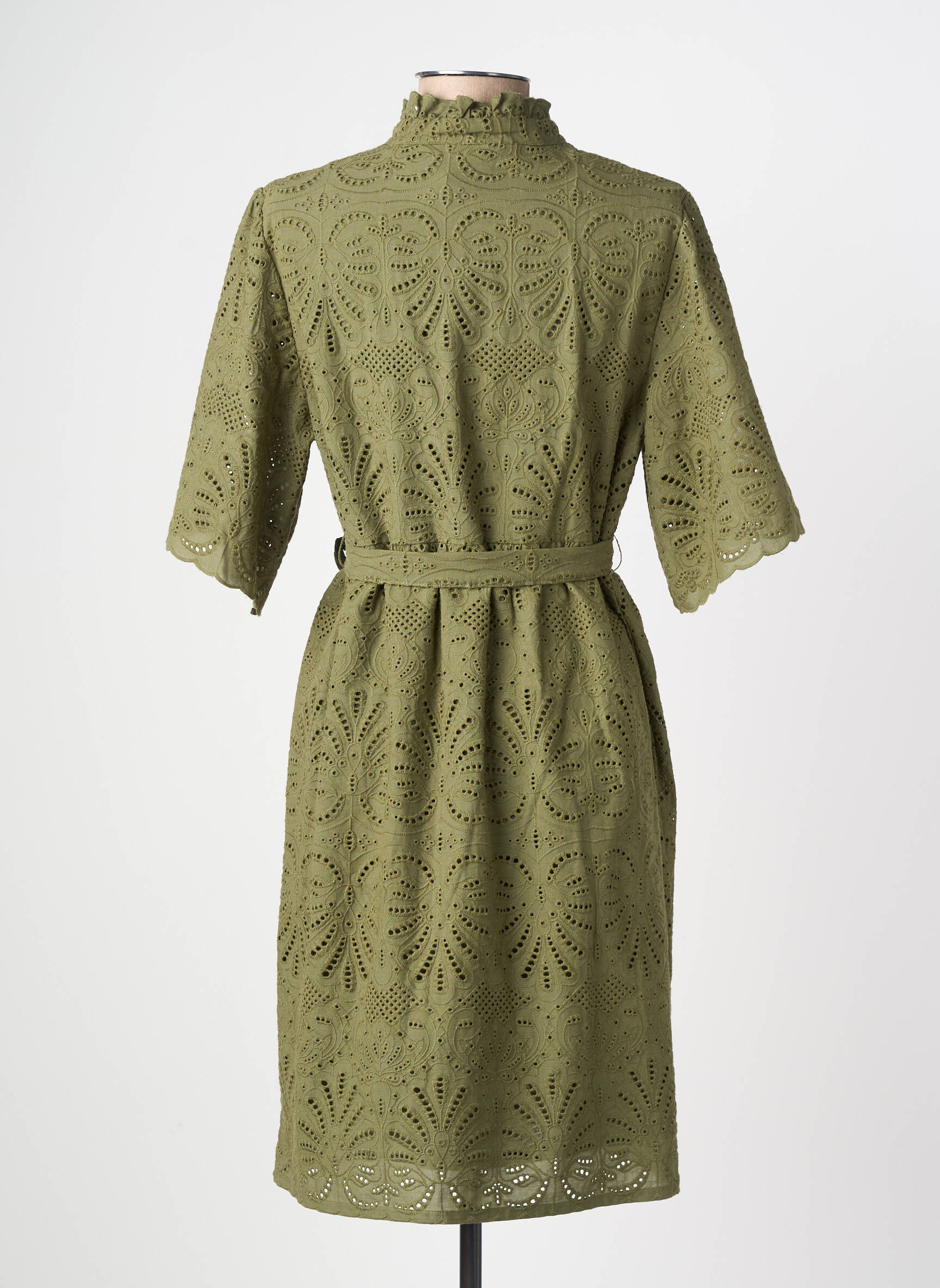 Robe mi-longue manches courtes manches courtes vert fonce JULIE GUERLANDE femme