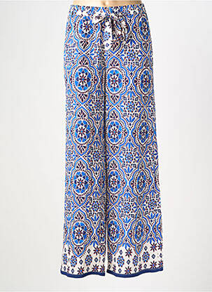 Pantalon large tissage popeline taille normale bleu JULIE GUERLANDE femme