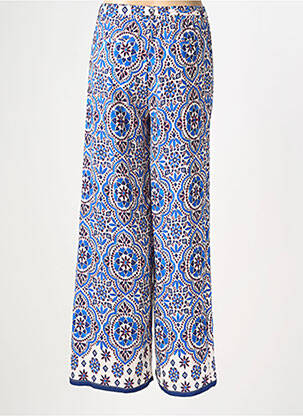 Pantalon large tissage popeline taille normale bleu JULIE GUERLANDE femme