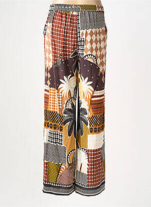 Pantalon large tissage popeline taille normale marron JULIE GUERLANDE femme