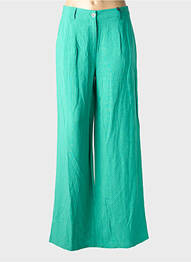 Pantalon large fermeture zippée sous rabat boutonné taille normale vert JULIE GUERLANDE femme