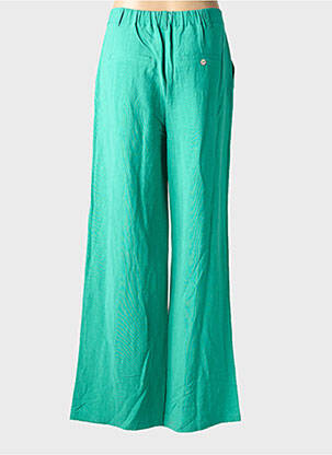 Pantalon large fermeture zippée sous rabat boutonné taille normale vert JULIE GUERLANDE femme