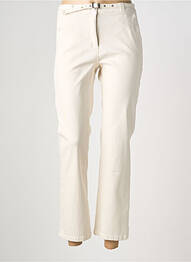 Pantalon chino fermeture zippée sous rabat boutonné taille normale beige JULIE GUERLANDE femme