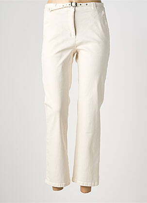 Pantalon chino fermeture zippée sous rabat boutonné taille normale beige JULIE GUERLANDE femme