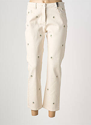 Jeans coupe droite stretch taille normale beige JULIE GUERLANDE femme