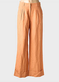 Pantalon large tissage crêpe taille haute orange C'EST BEAU LA VIE femme