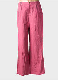 Pantalon large fermeture zippée sous rabat boutonné taille haute rose C'EST BEAU LA VIE femme