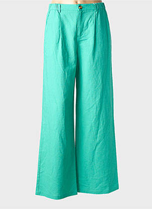 Pantalon large fermeture zippée sous rabat boutonné taille haute vert C'EST BEAU LA VIE femme