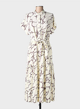 Robe mi-longue imprimé fantaisie manches courtes beige RAGWEAR femme