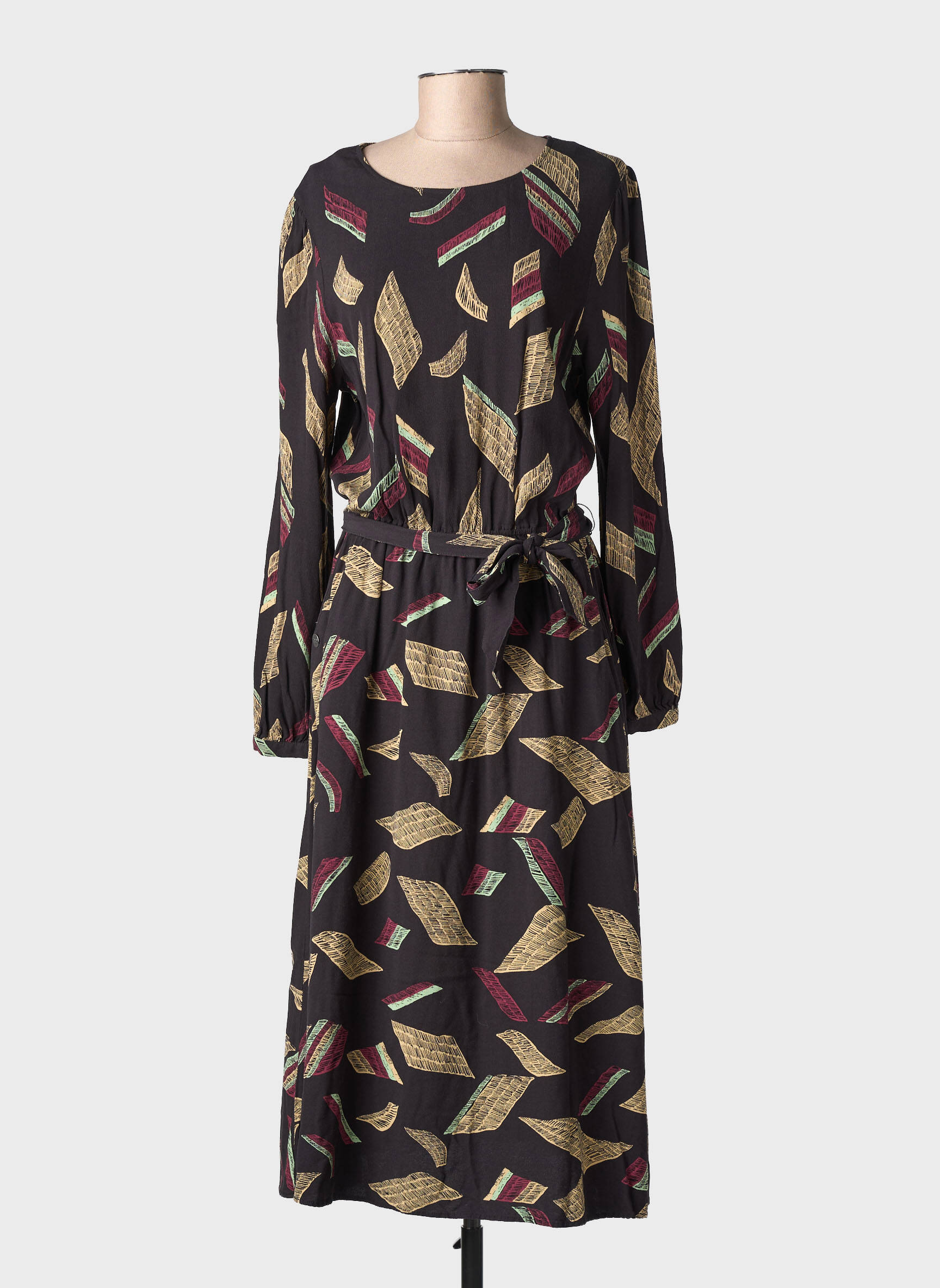 Robe longue manches longues manches longues noir RAGWEAR femme