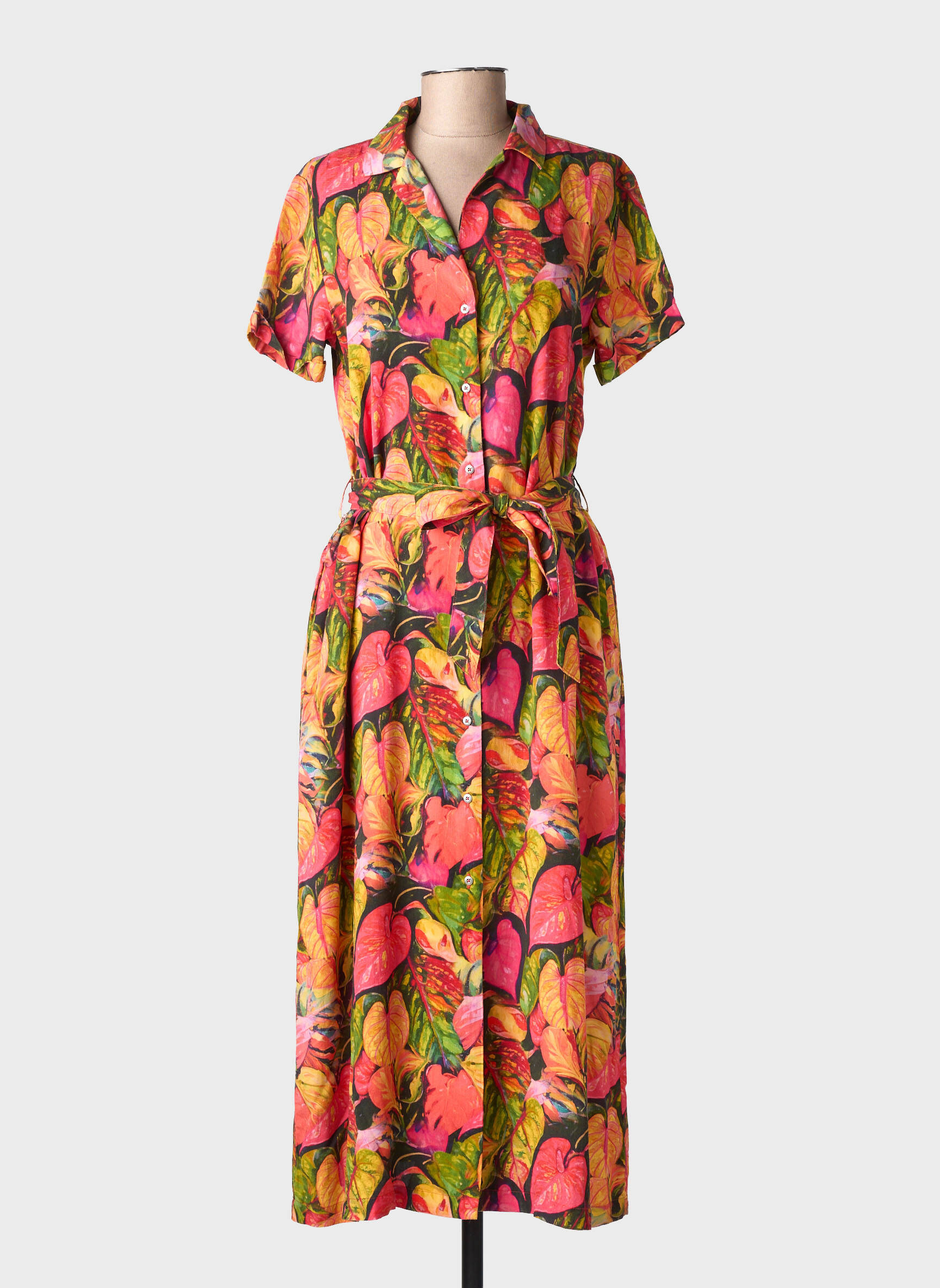 Robe longue tissage popeline manches courtes orange RAGWEAR femme