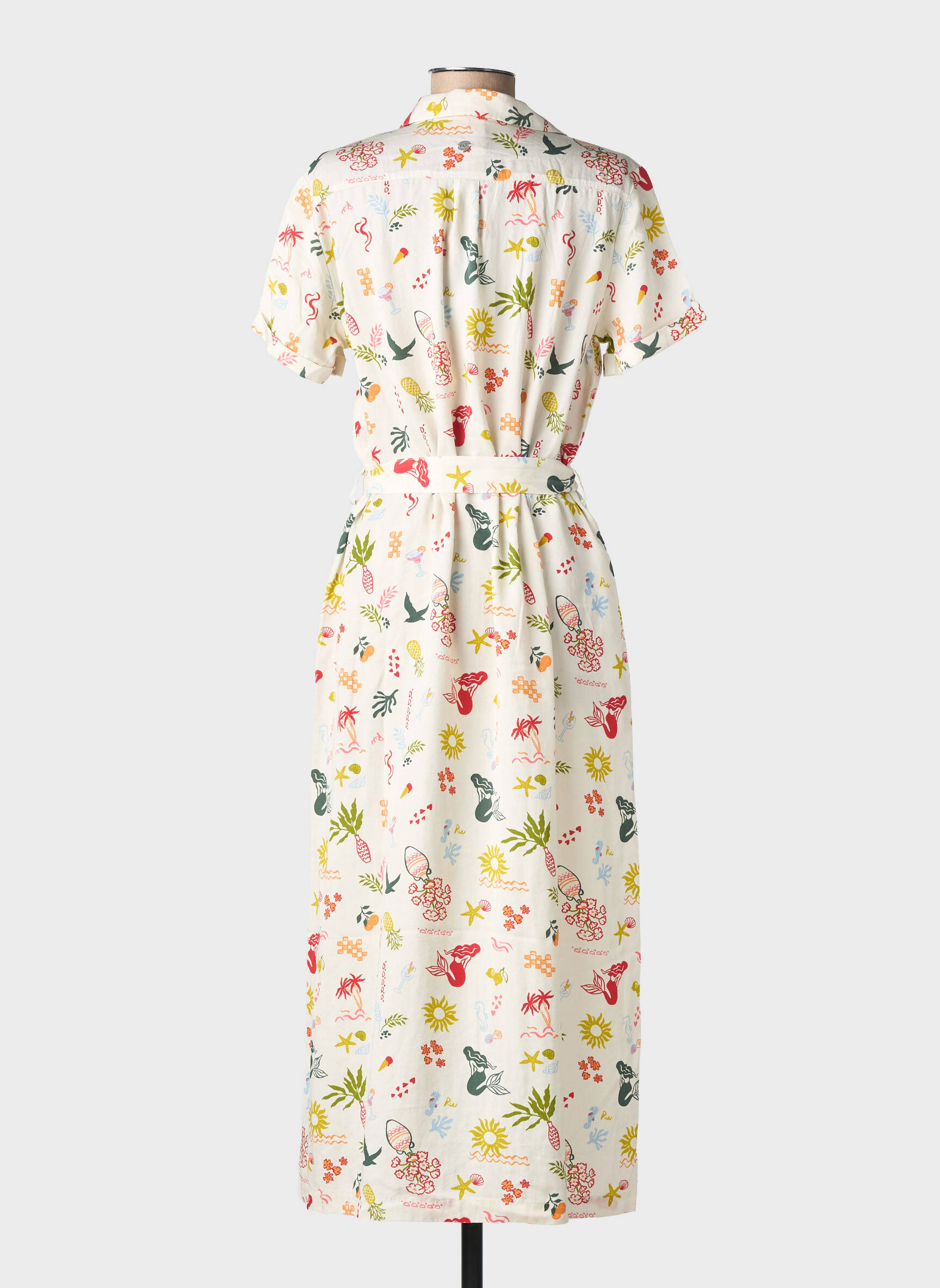 Robe longue tissage popeline manches courtes beige RAGWEAR femme