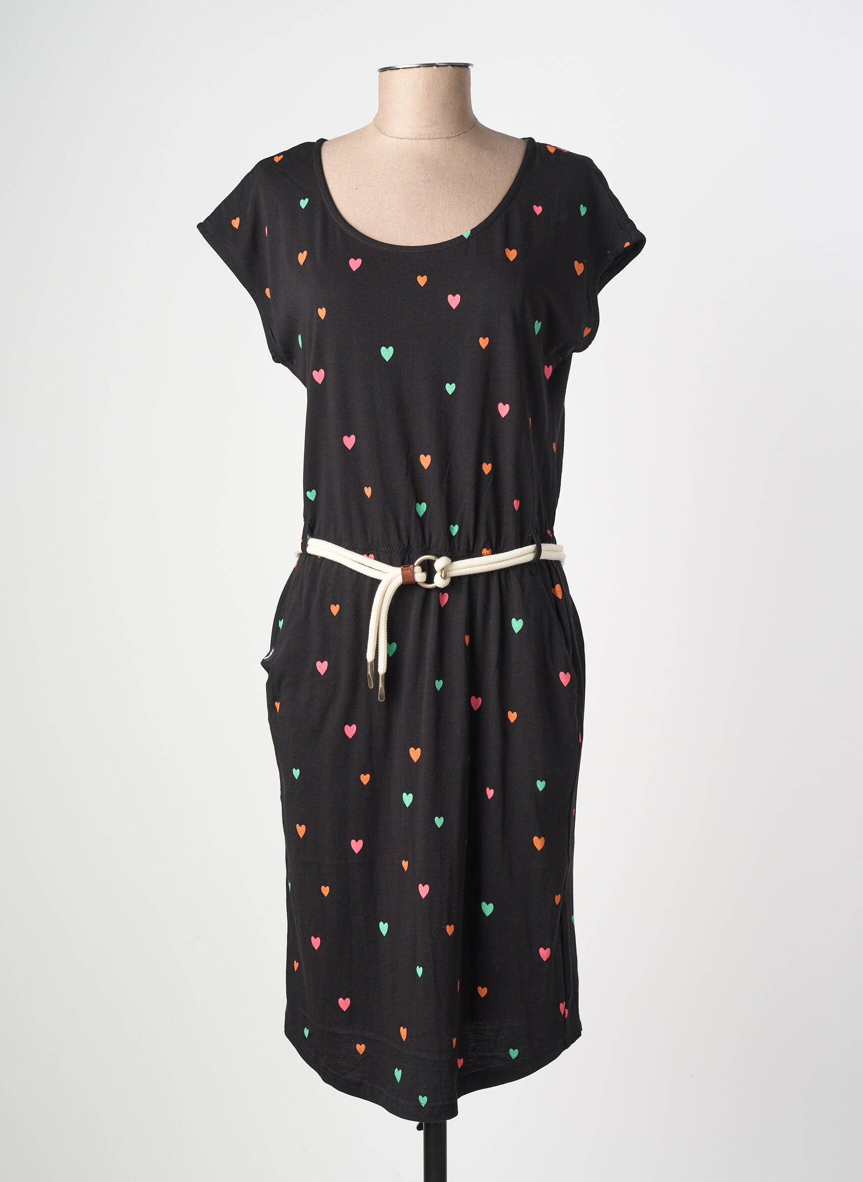 Robe mi-longue manches courtes manches courtes noir RAGWEAR femme