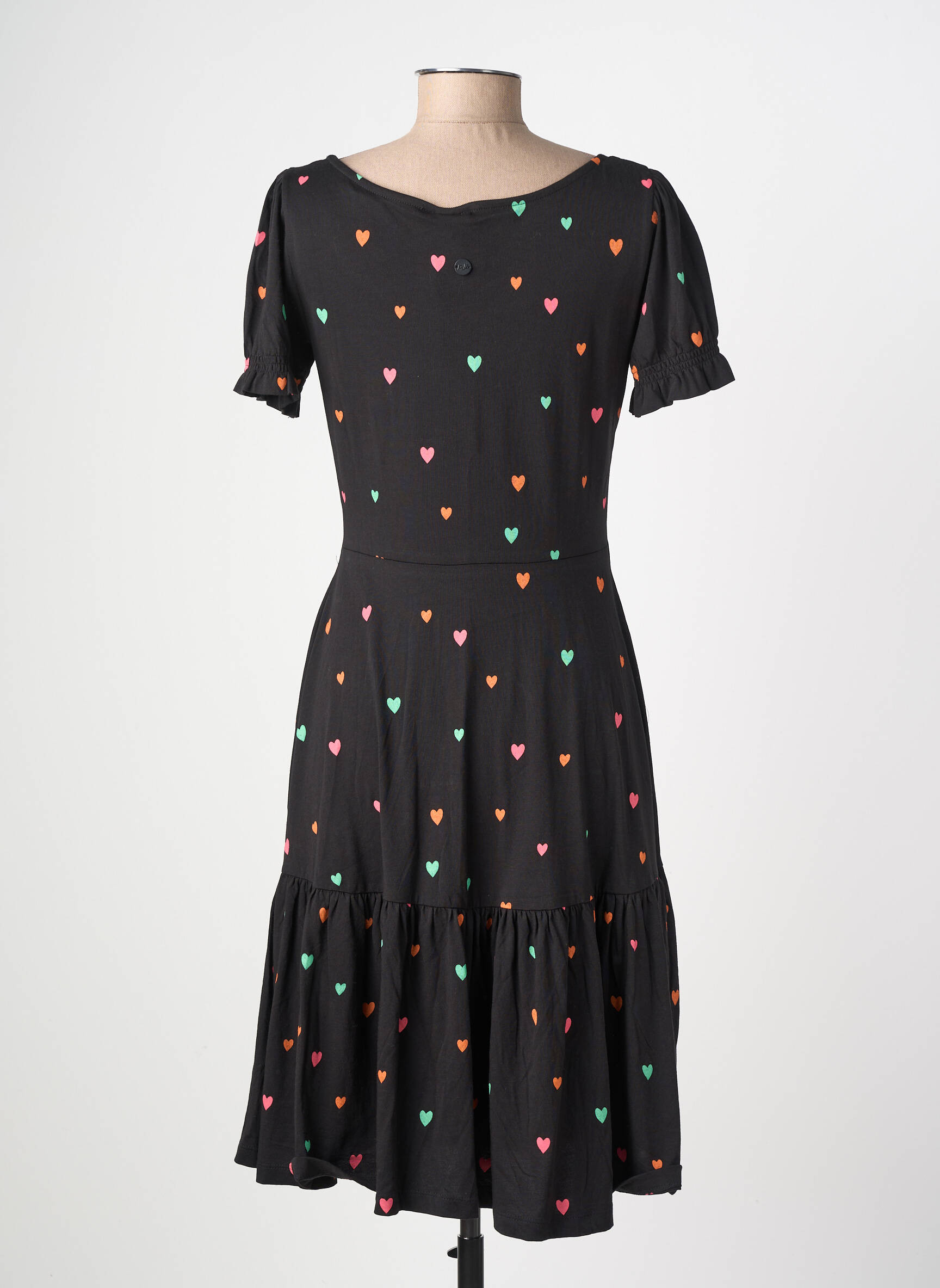 Robe mi-longue manches courtes manches courtes noir RAGWEAR femme