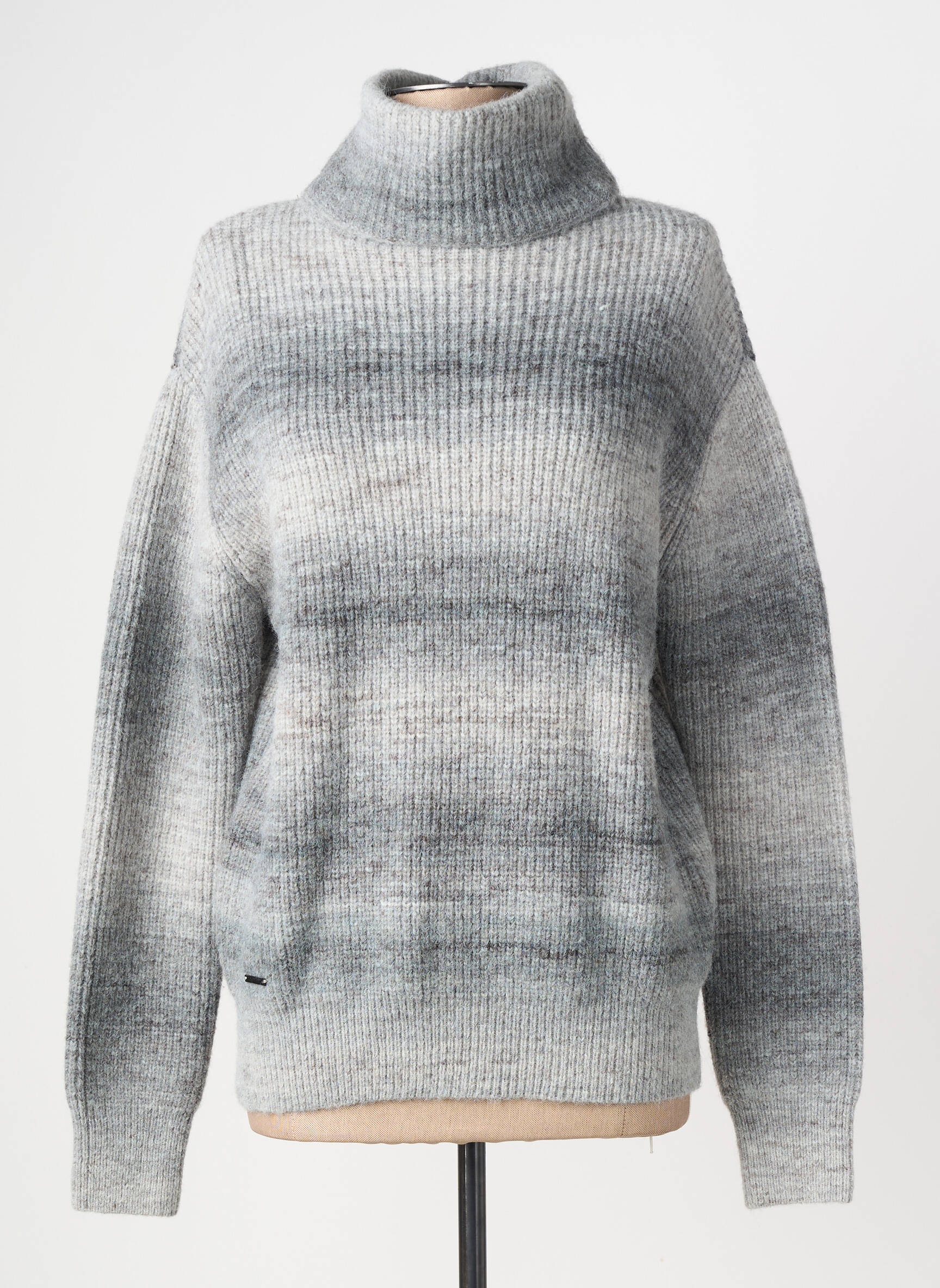 Pull col roulé tissage chiné manches longues gris RAGWEAR femme