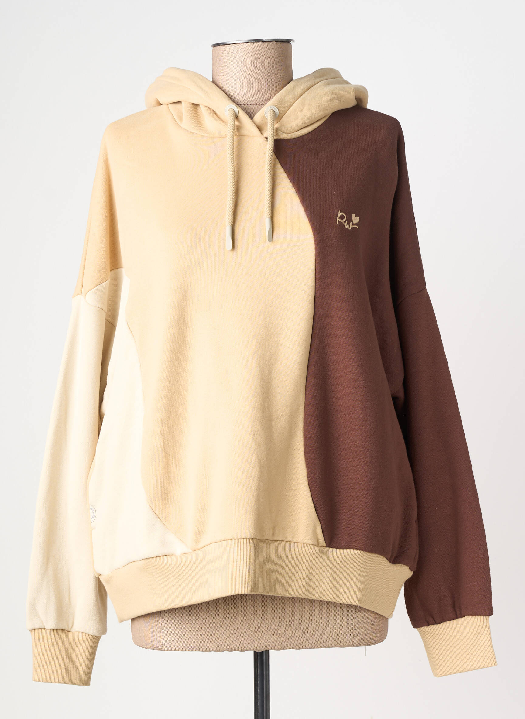 Sweat-shirt à capuche stretch manches longues beige RAGWEAR femme