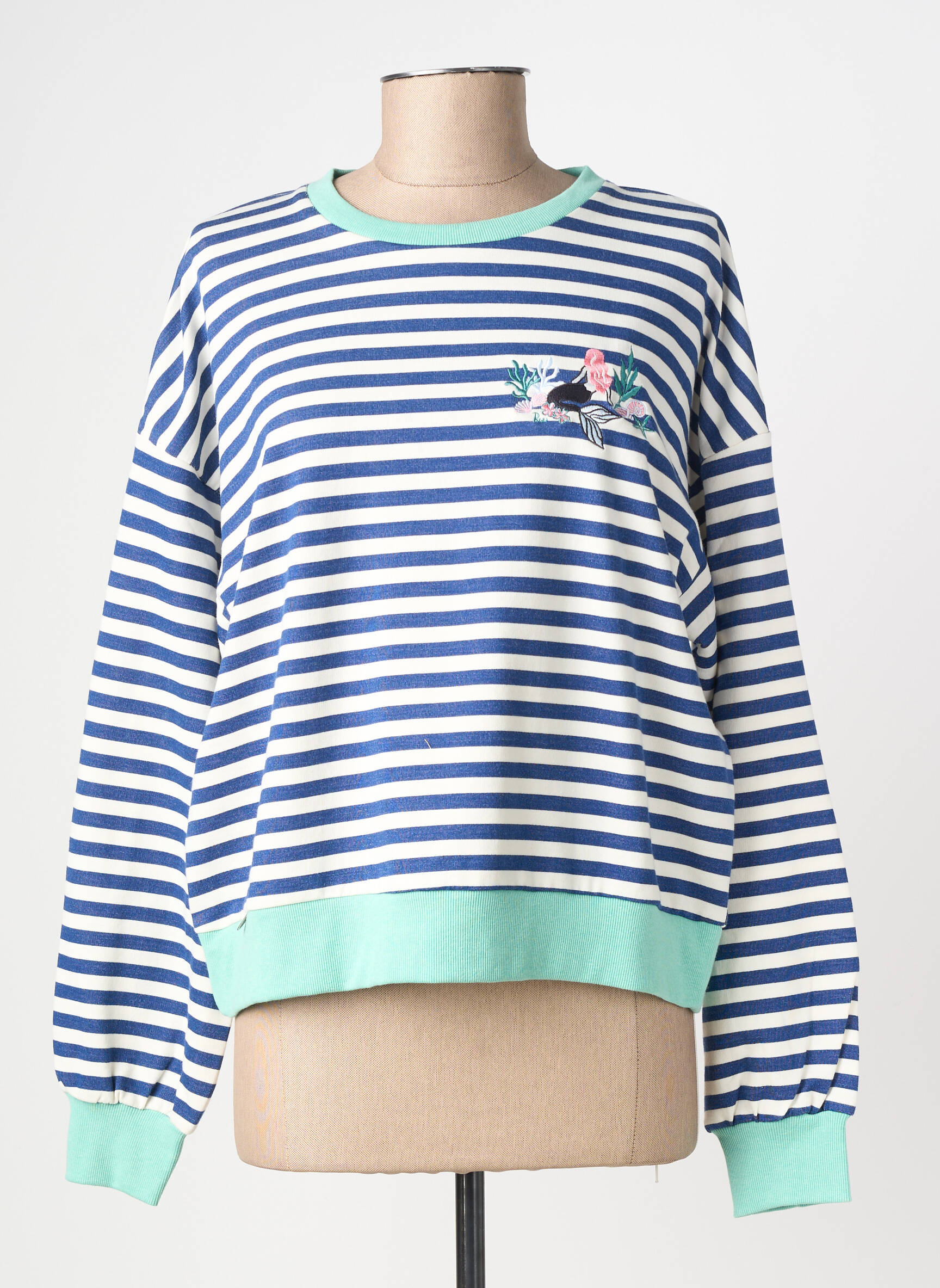 Sweat-shirt broderie manches longues bleu RAGWEAR femme