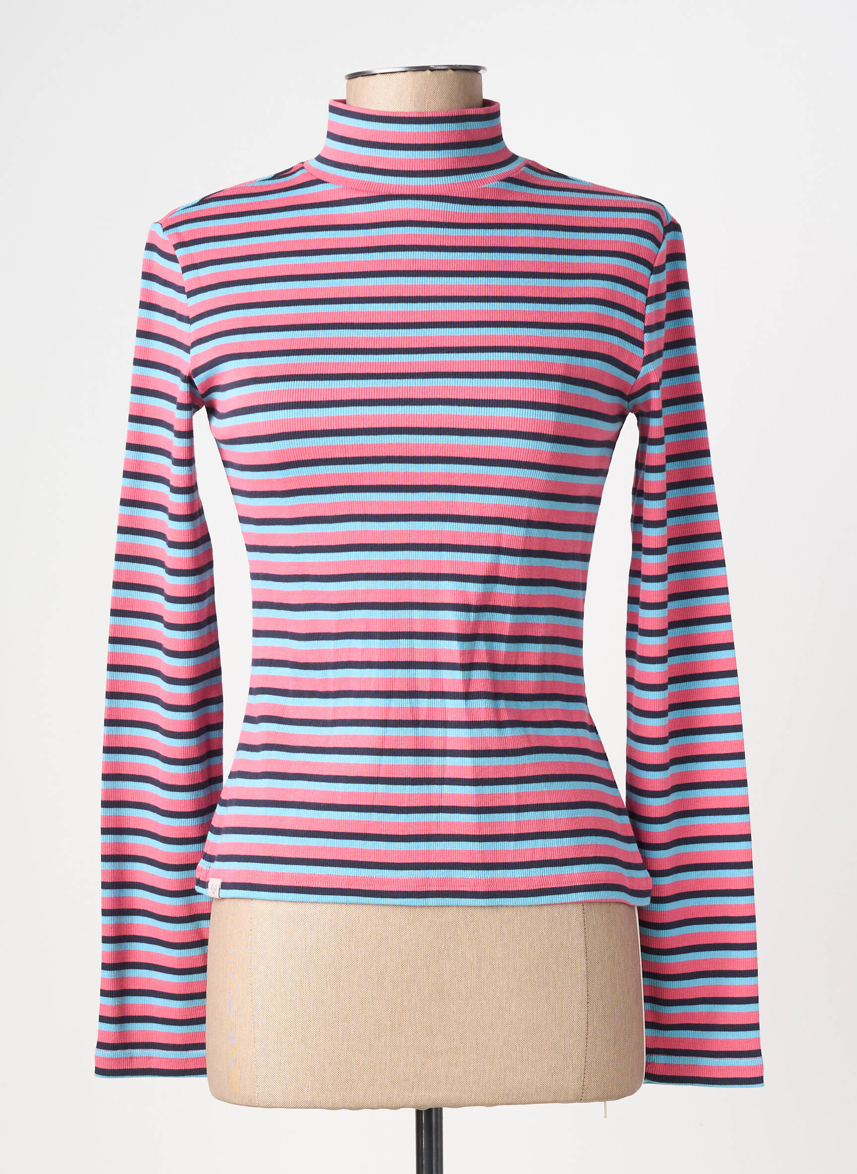 Sous-pull imprimé rayures manches longues rose RAGWEAR femme