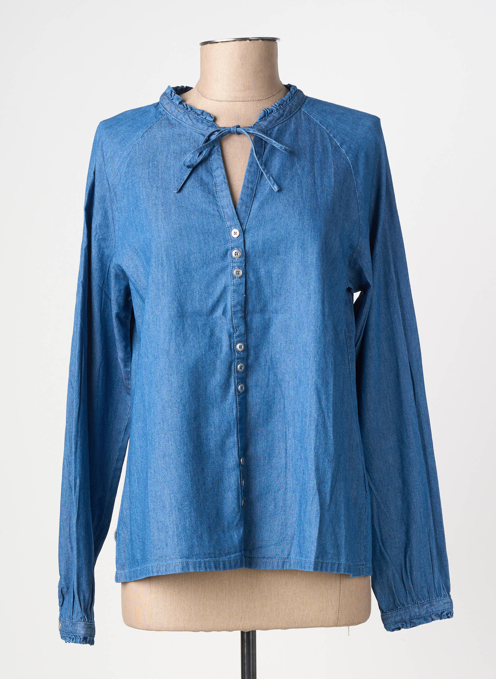 Chemisier coupe cintrée manches longues bleu RAGWEAR femme