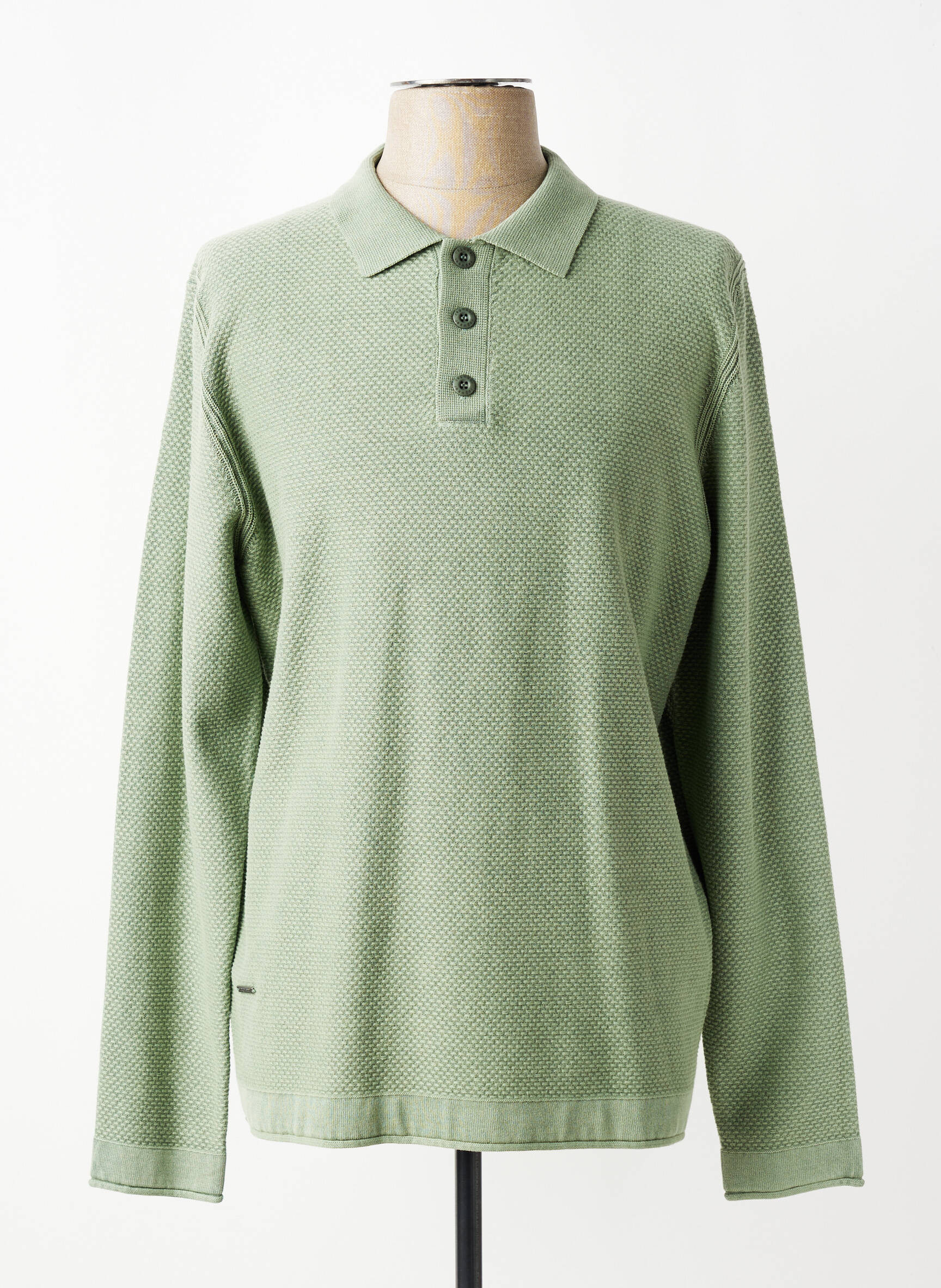 Pull col polo manches longues vert RAGWEAR homme