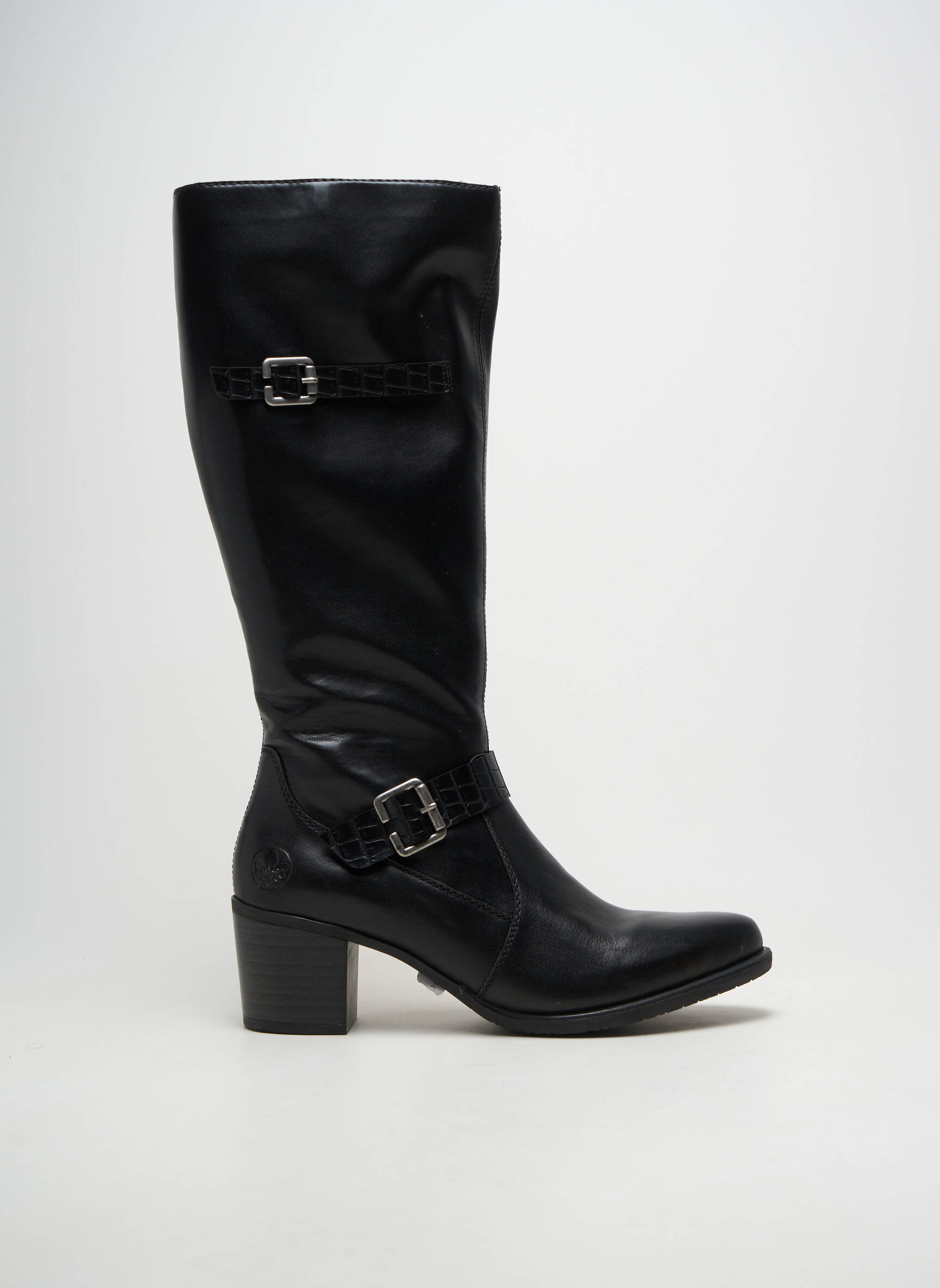 Bottes matière lisse talon de 4 à 6cm noir RIEKER femme