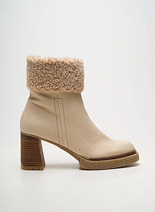 Bottines/boots matière lisse talon de 7 à 9cm beige WONDERS femme