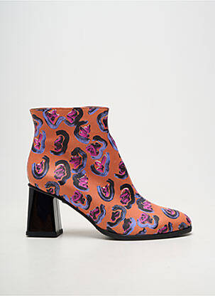 Bottines/boots matière lisse talon de 7 à 9cm orange AZUREE femme
