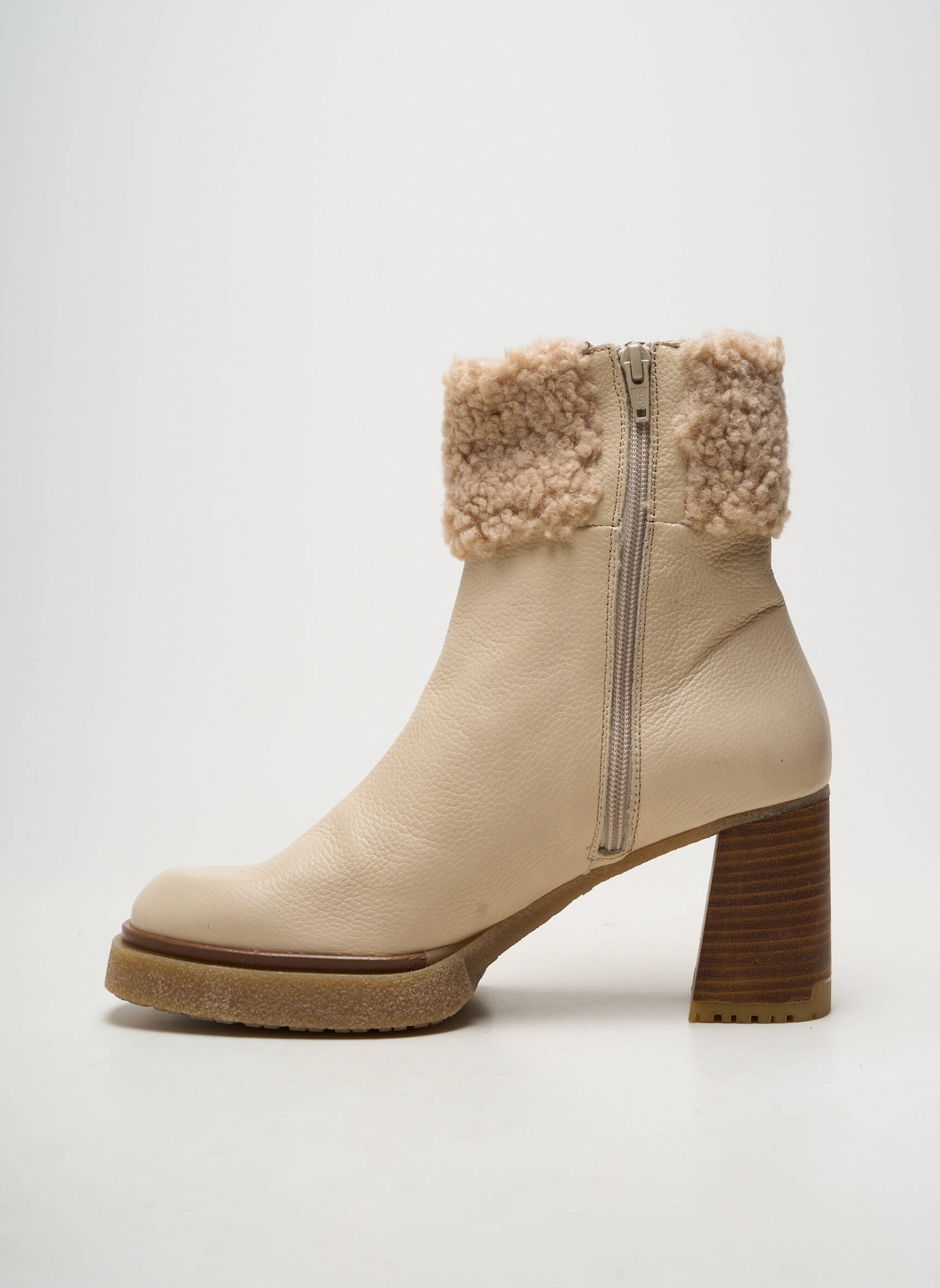 Bottines/boots matière lisse talon de 7 à 9cm beige WONDERS femme