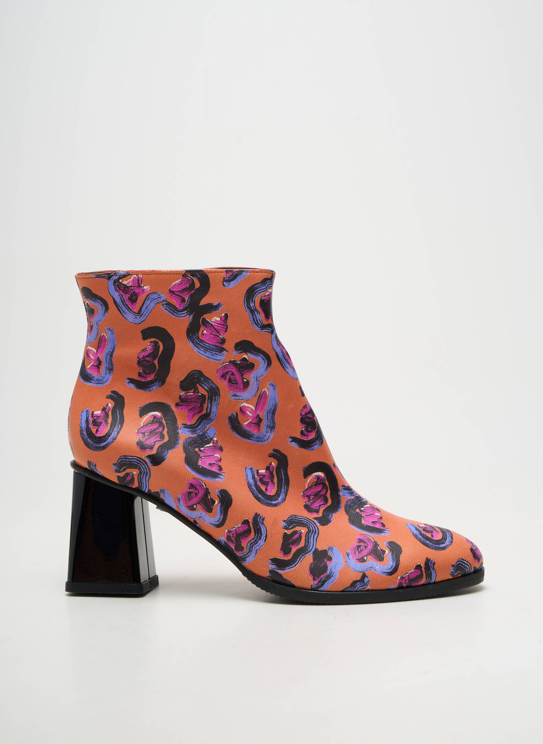 Bottines/boots matière lisse talon de 7 à 9cm orange AZUREE femme