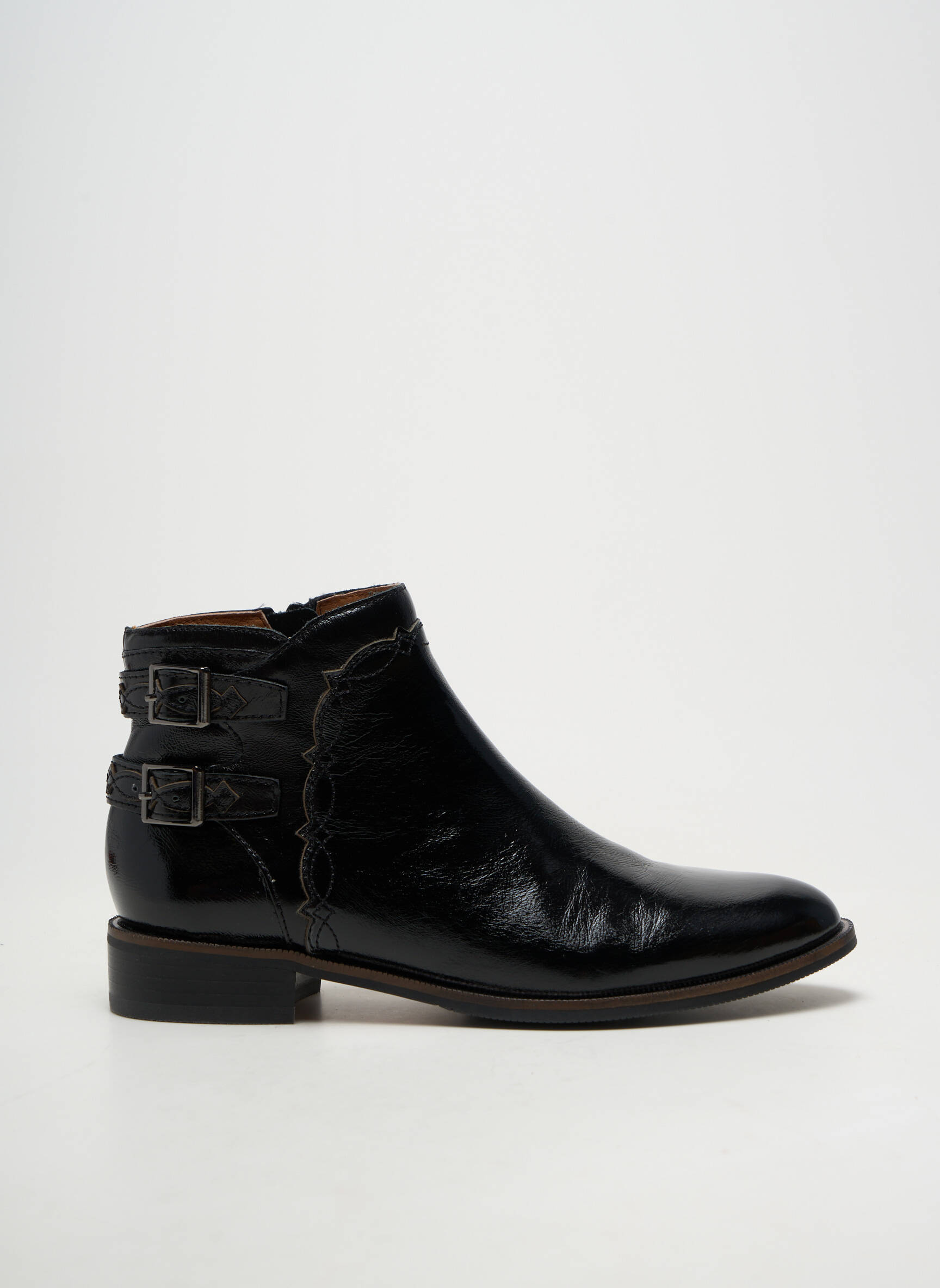Bottines/boots matière lisse talon plat jusqu'à 3cm noir MAM'ZELLE femme
