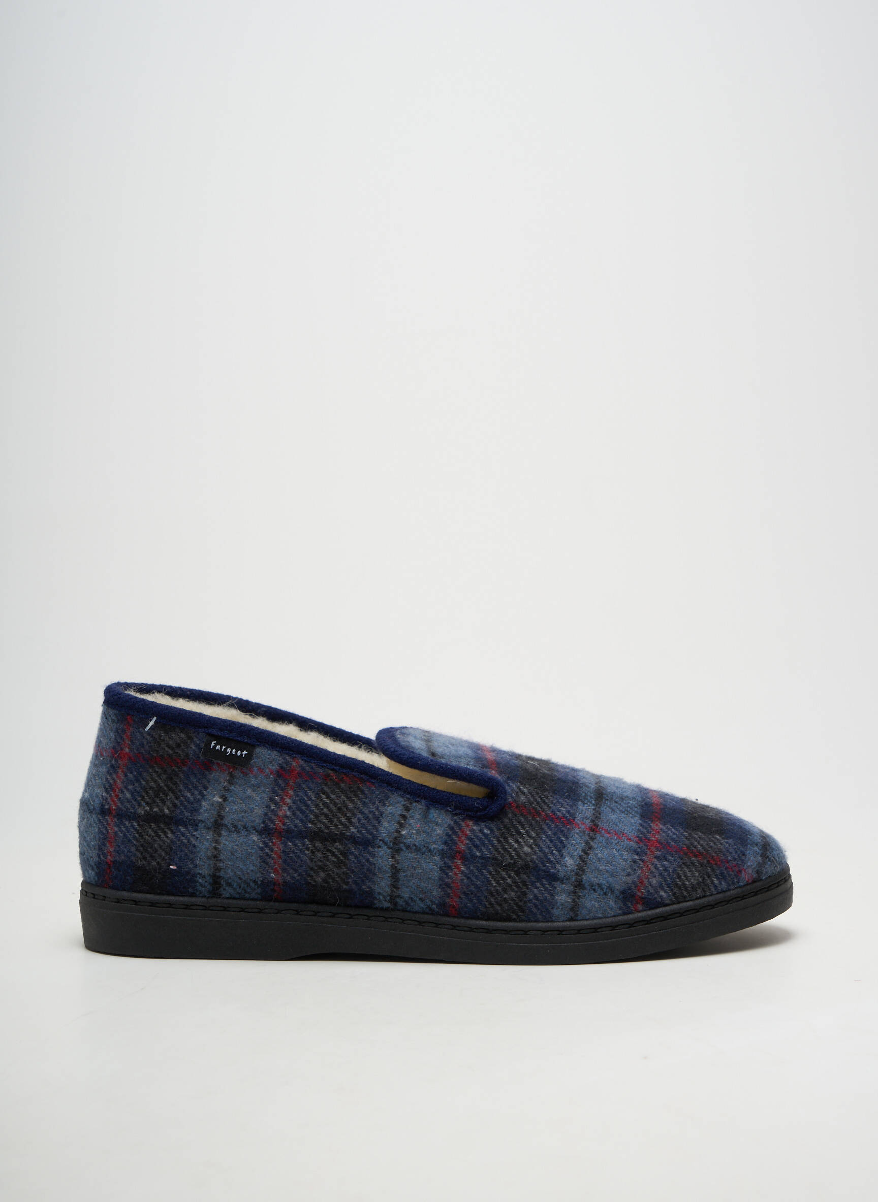 Chaussons/pantoufles bout rond bout rond bleu FARGEOT homme