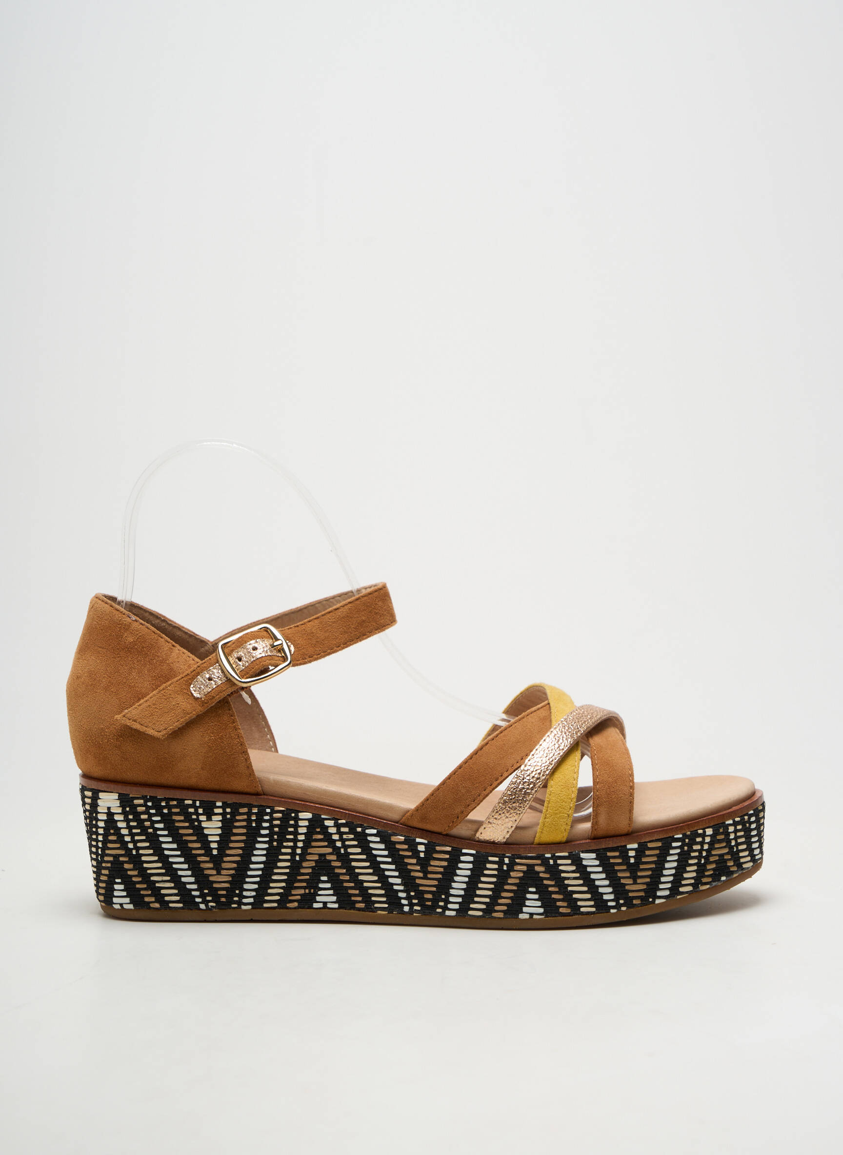 Sandales/nu pieds semi compensé talon de 4 à 6cm marron FUGITIVE BY FRANCESCO ROSSI femme