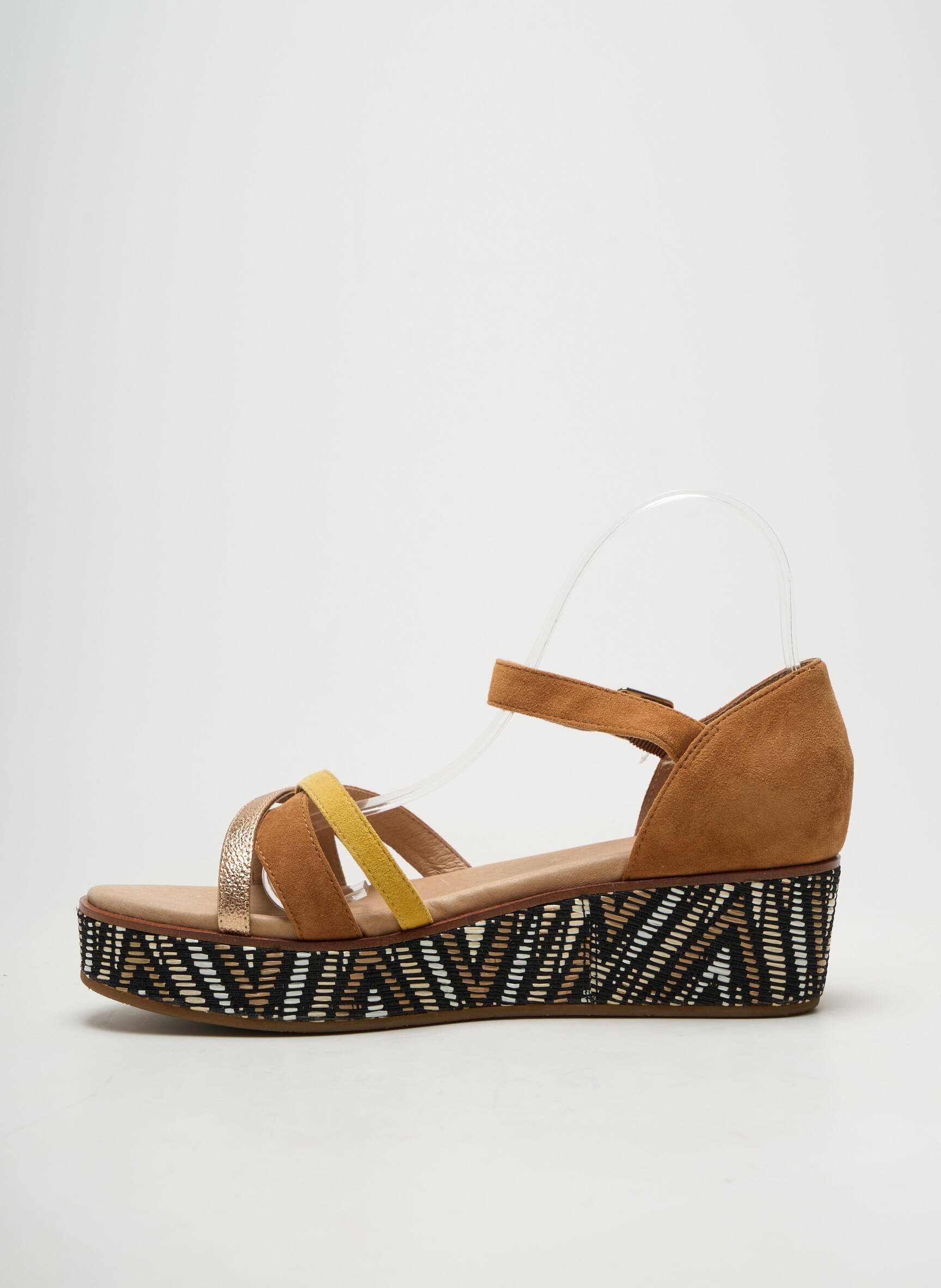 Sandales/nu pieds semi compensé talon de 4 à 6cm marron FUGITIVE BY FRANCESCO ROSSI femme