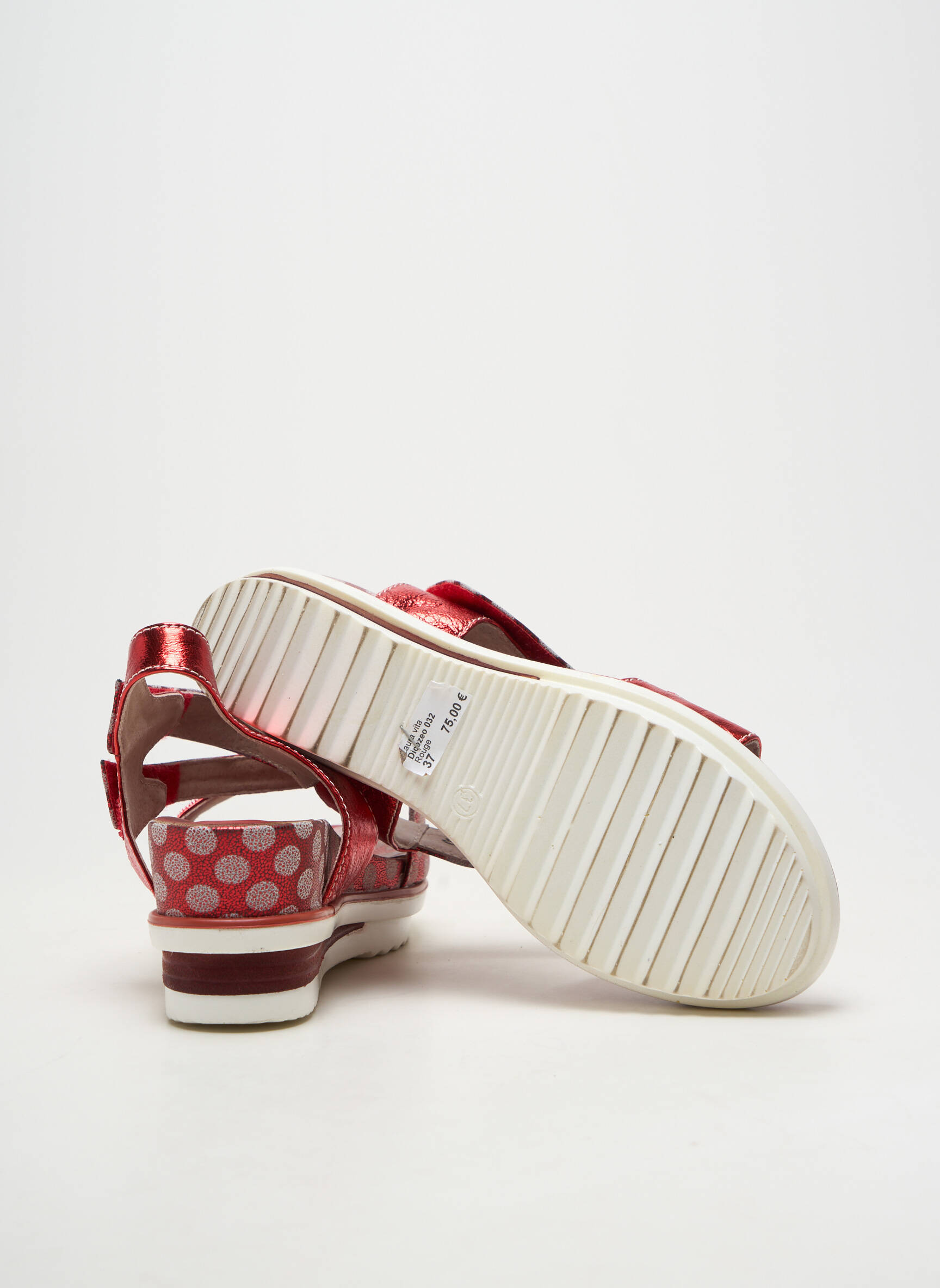 Sandales/nu pieds semi compensé talon de 4 à 6cm rouge LAURA VITA femme