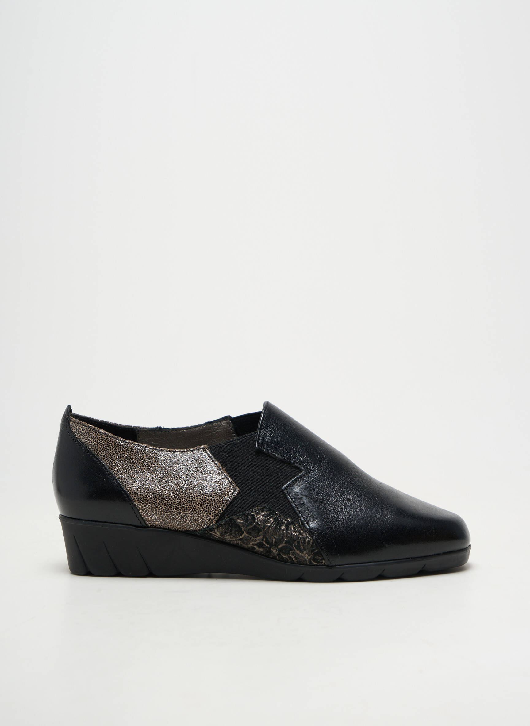 Chaussures de confort semi compensé talon plat jusqu'à 3cm noir PEDI GIRL femme